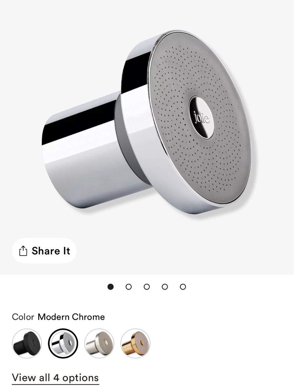 New in box- Jolie Chrome Showerhead Knob in Silver Finish